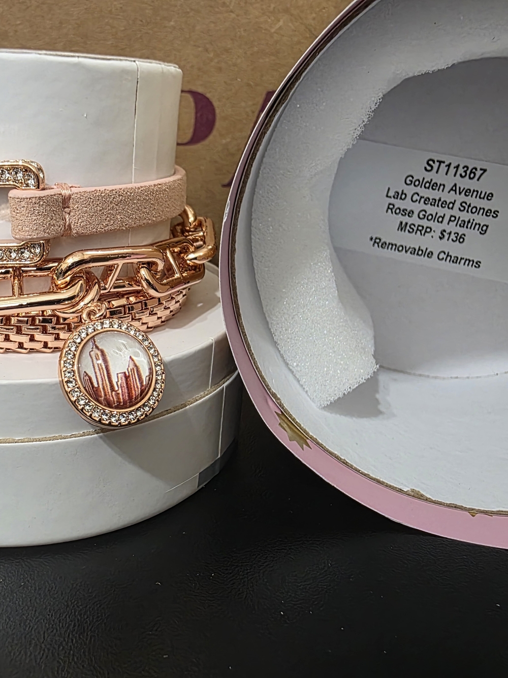 Rose Gold Plated Bracelet Stack with Removable Charm - Summer 26